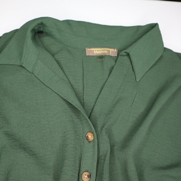 Melonie T Green Tiered Dress with Collar, 18W - Picture 3 of 5